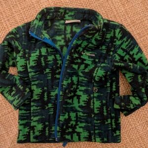 Columbia Kids Green and Black Patterned Fleece Jacket